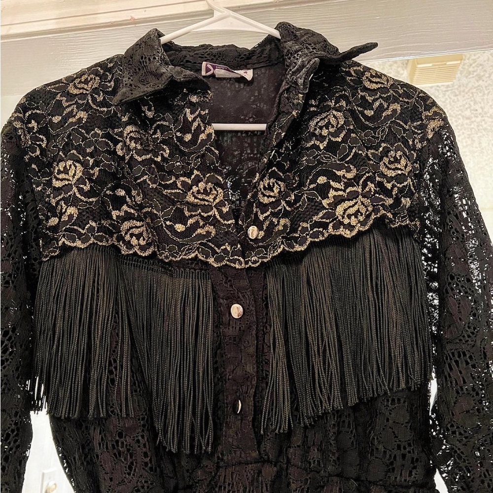 Amazing 80’s Western Lace and Fringe Dress!!